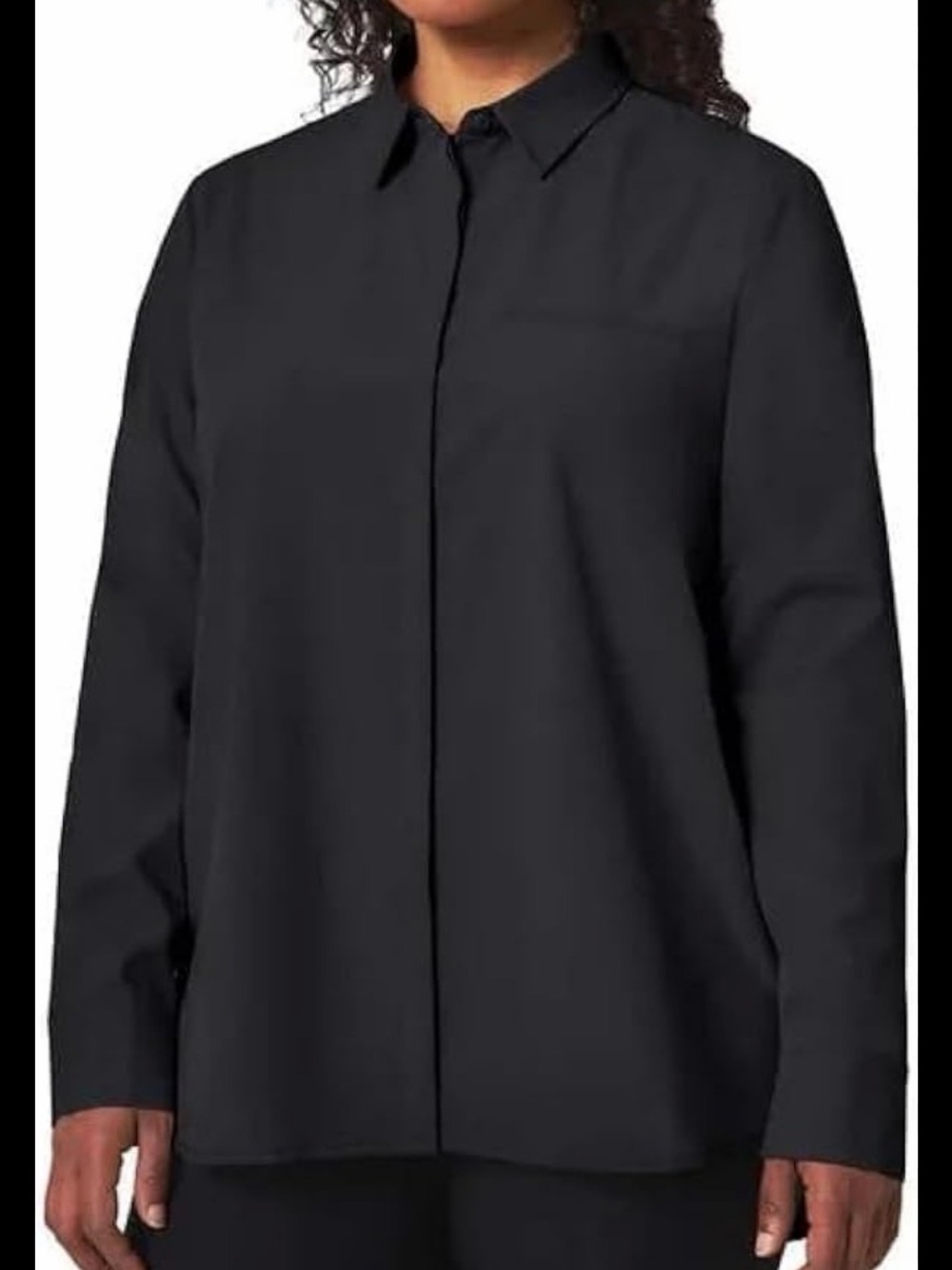 Classic Black Button-Front Blouse